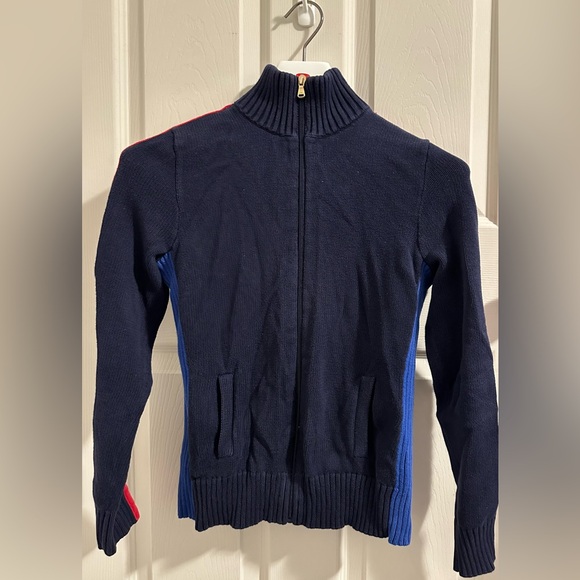 Lauren Active Ralph Lauren Full Zip Jacket Embroidered Crest Sweater Cardigan XS - Picture 2 of 2